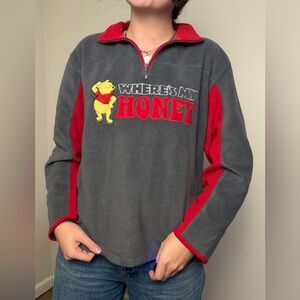 Vintage Disney WINNIE THE POOH 1/4 zip “where’s my honey” pullover y2k graphic